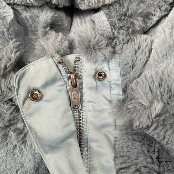 Free People Movement Love It Jacket Hooded Crop Faux Fur Blue Large - Picture 5 of 11